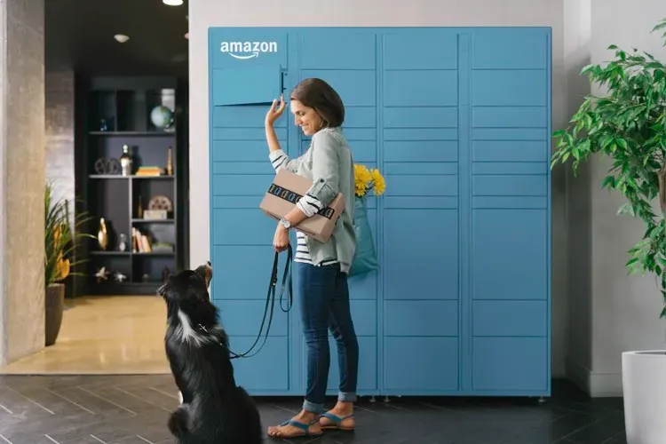 Example of omnichannel marketing showcasing Amazon's Hub service, which allows customers to choose between staff-assisted pickups at Hub Counter locations or secure, self-service pickups at Hub Lockers, bridging the online-offline divide