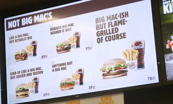 Burger King's marketing campaign showcasing their 'Big Mac-ish' sandwiches after McDonald's lost its Big Mac trademark, highlighting creative newsjacking in advertising