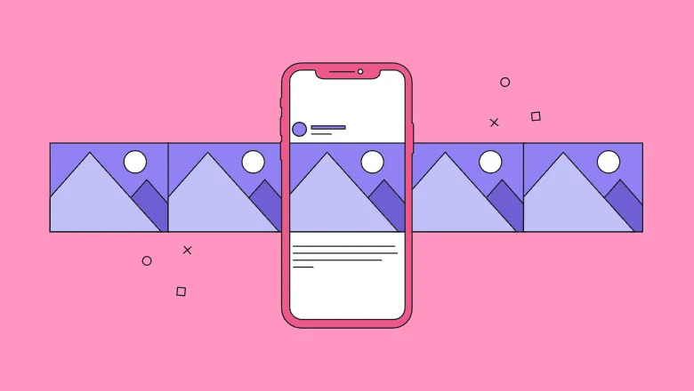 Visual demonstration of how a carousel post works, showing multiple images or slides in a single post or presentation that users can swipe or click through.