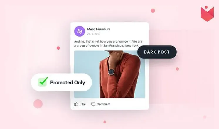 Screenshot of a dark post on social media, demonstrating how targeted content is shown to specific audiences without appearing on the advertiser's main profile