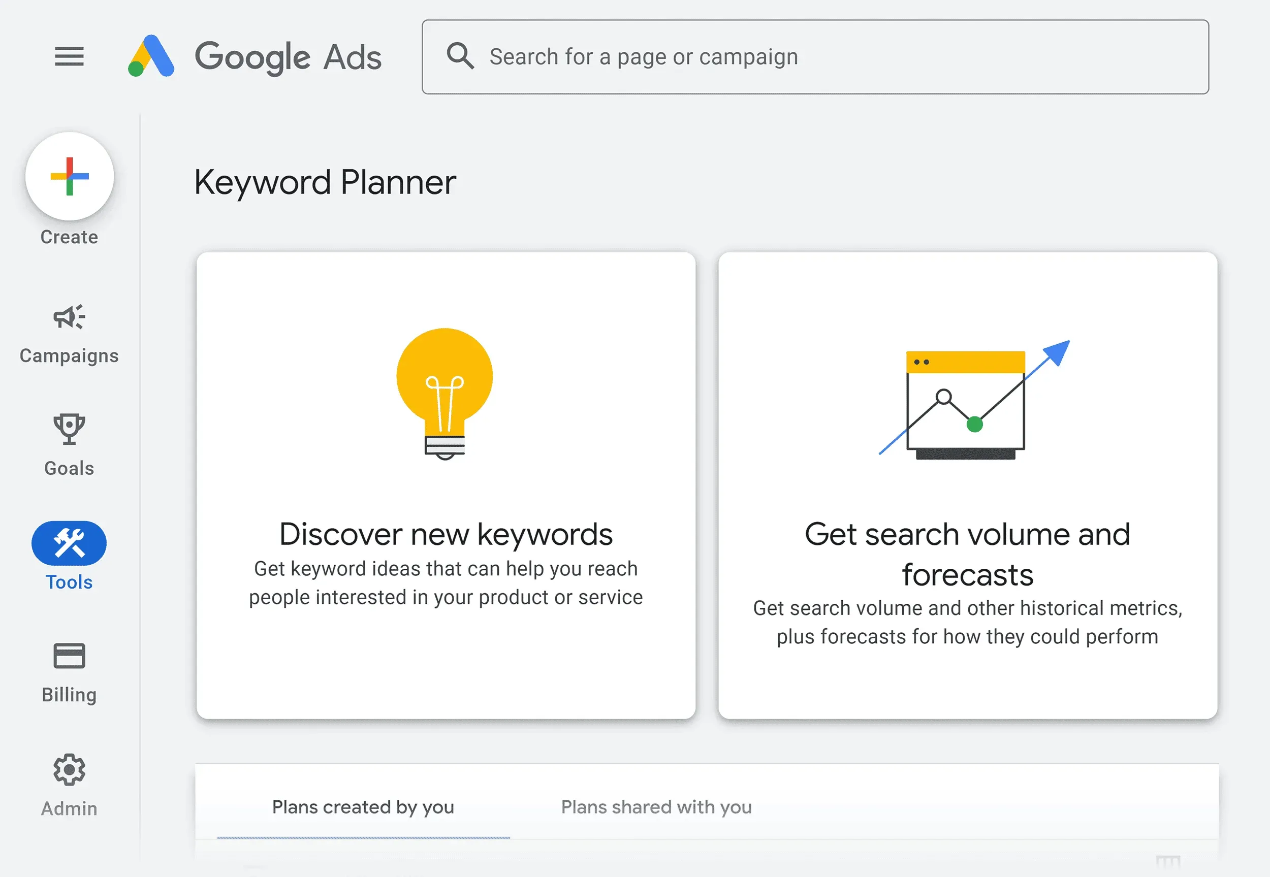 Google Keyword Planner interface showing keyword search volume and suggested keywords for content optimization