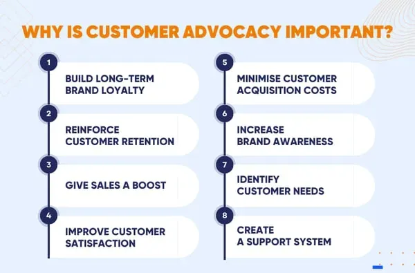 Visual representation illustrating the importance of customer advocacy, highlighting its benefits