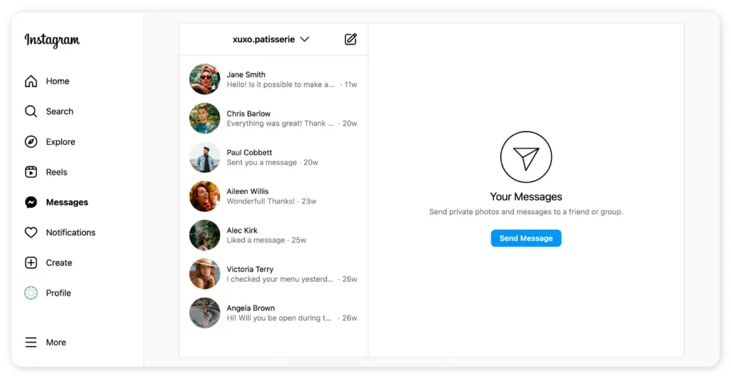 Screenshot of a direct message conversation on Instagram, showcasing the chat interface and interaction between users