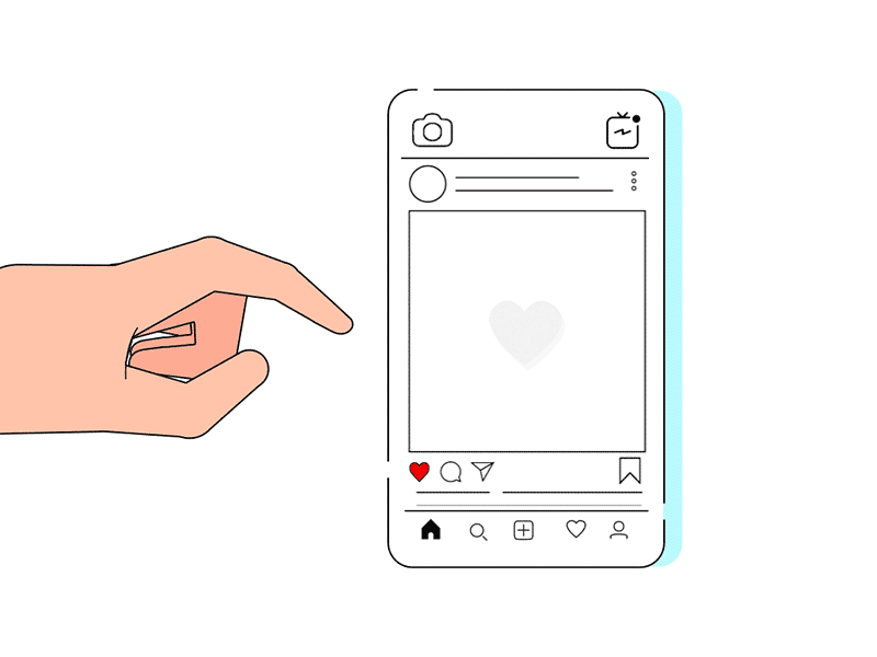 GIF demonstrating the double-tap feature on Instagram, showing how users can quickly like a post by tapping twice on the image