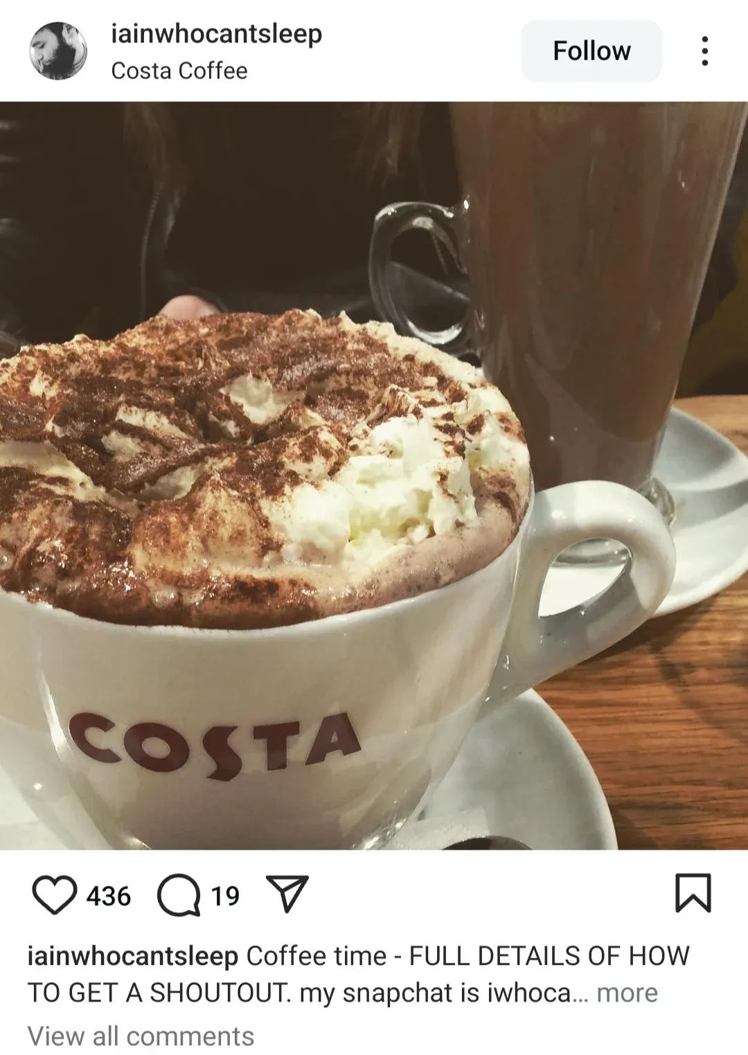 Screenshot of an Instagram post featuring geotagging, displaying the location tag