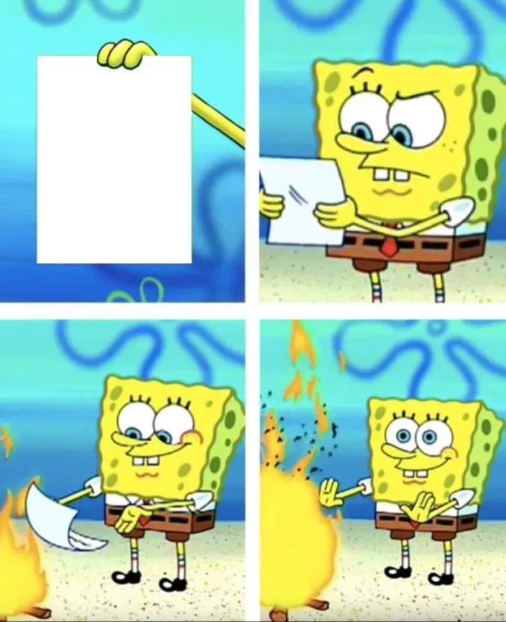 A widely-used meme template featuring an iconic character with space for customizable text, illustrating its potential for humorous captions.