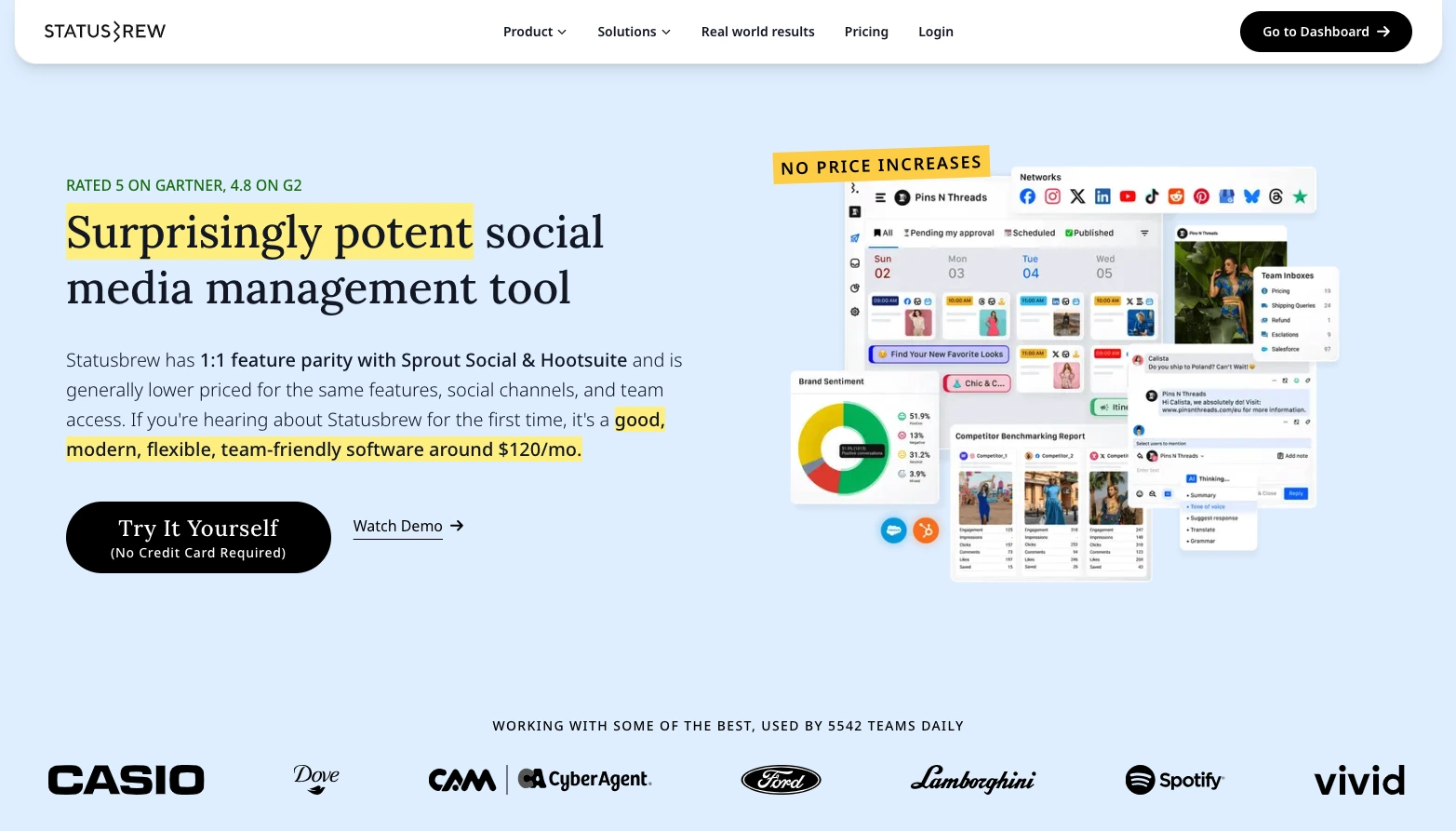 statusbrew homepage