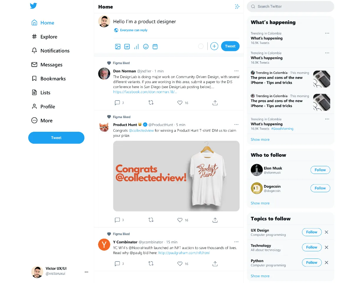 Screenshot of a Twitter feed displaying various tweets, highlighting user interactions, retweets, likes, and comments within the timeline