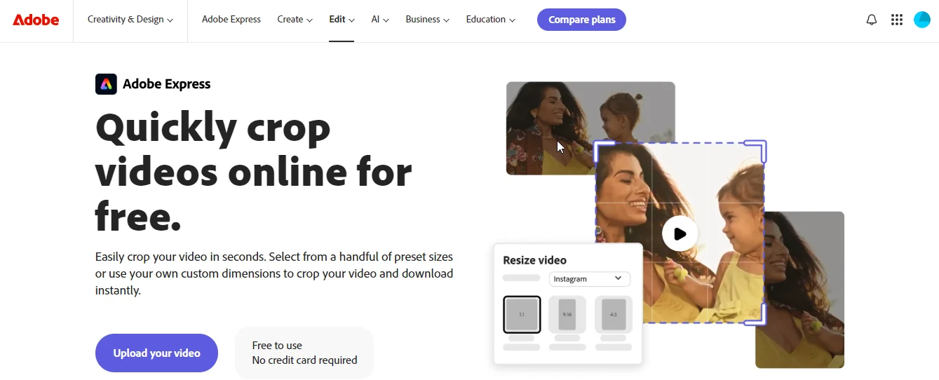 adobe express crop video tool