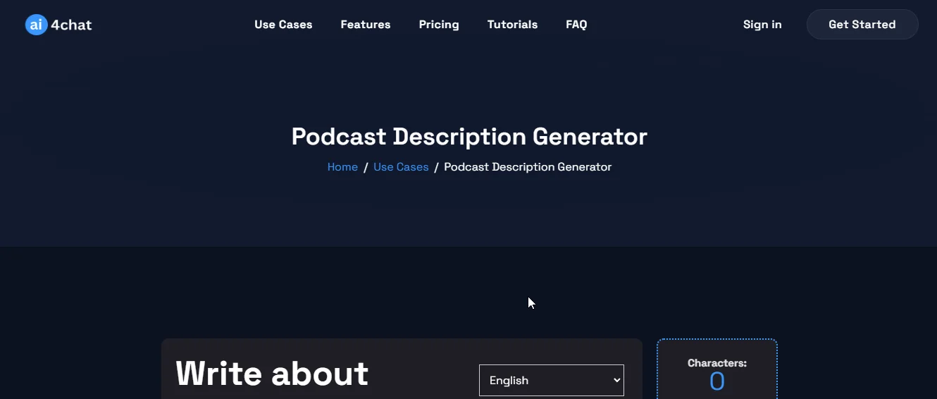 ai4chat podcast description generator