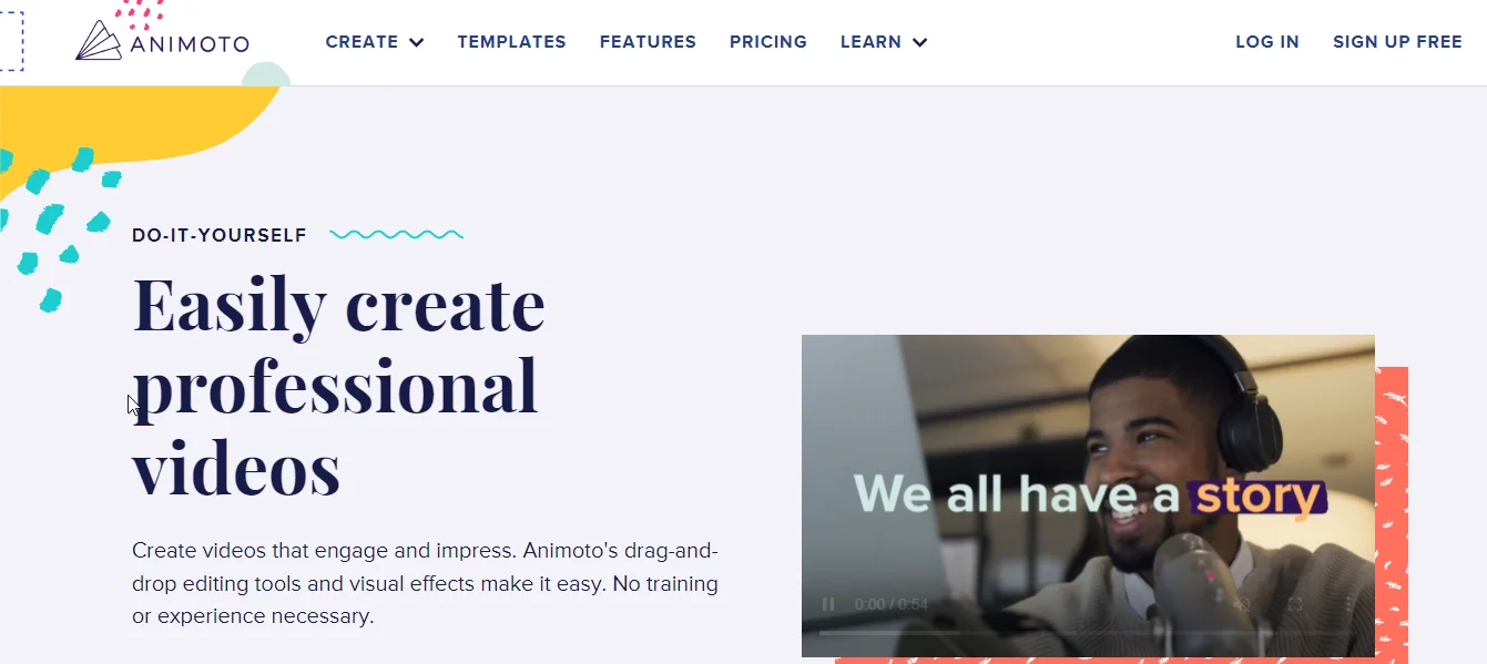 animoto homepage