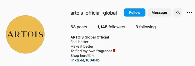 artois instagram bio