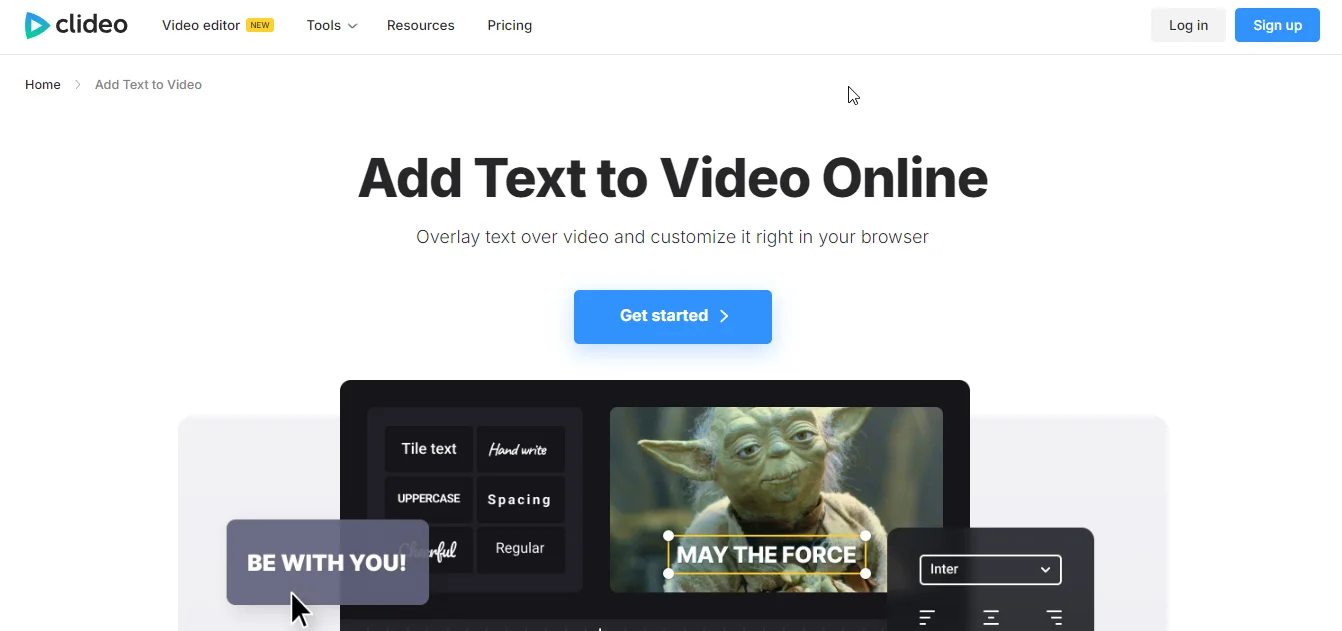 clideo add text to video