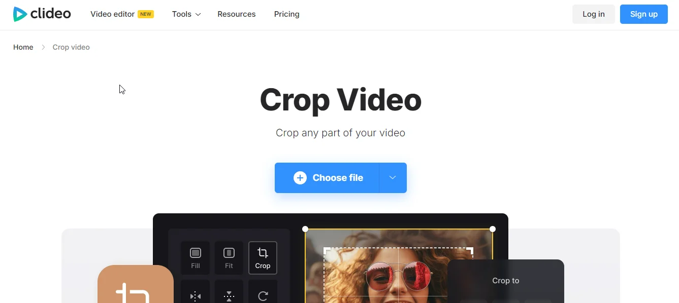 clideo crop video tool