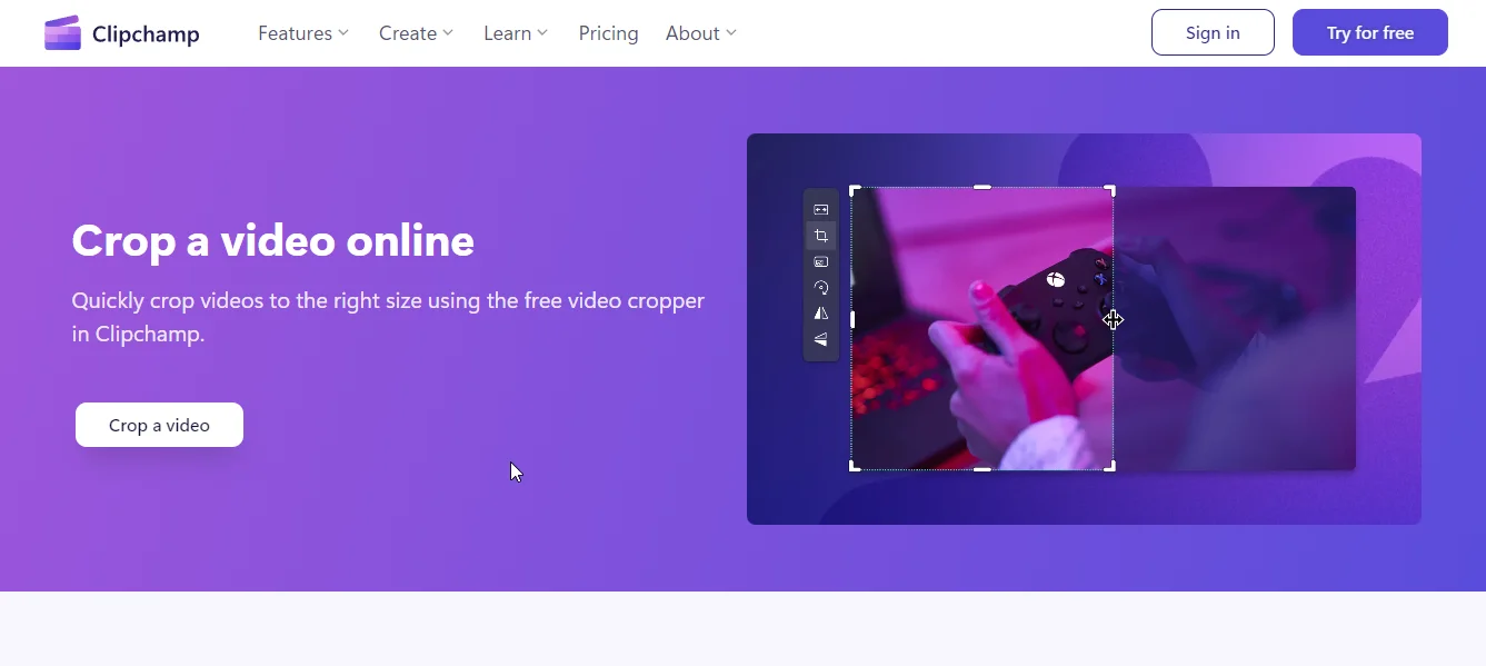 clipchamp crop video tool