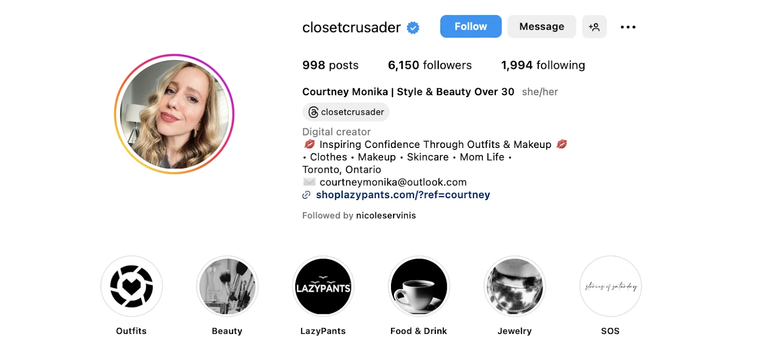 closetcrusader instagram bio