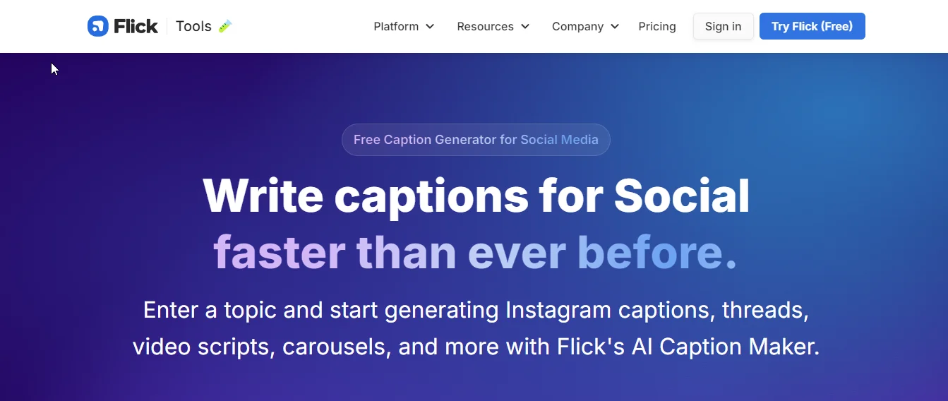 flick social ai caption generator