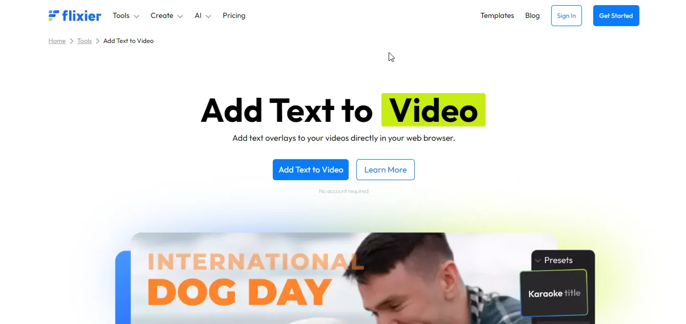 flixier add text to video