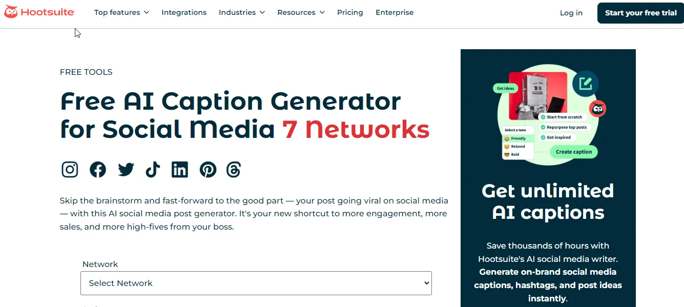 hootsuite ai caption generator