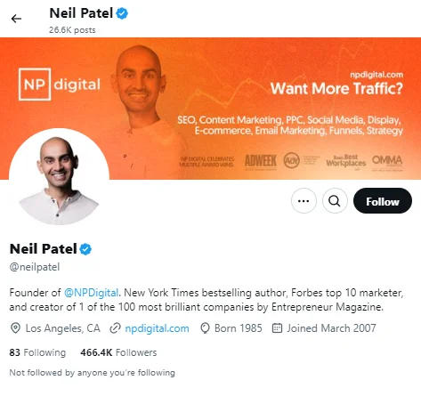 neil patel twitter KOL