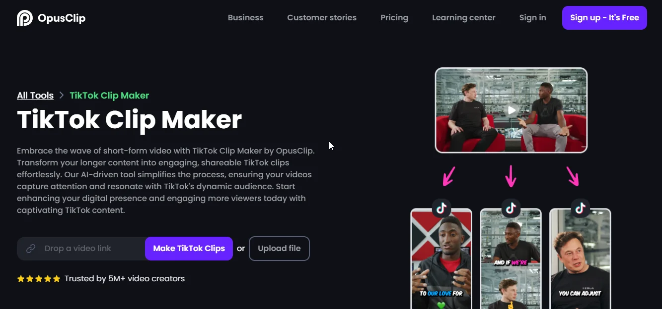 opusclip tiktok clip maker