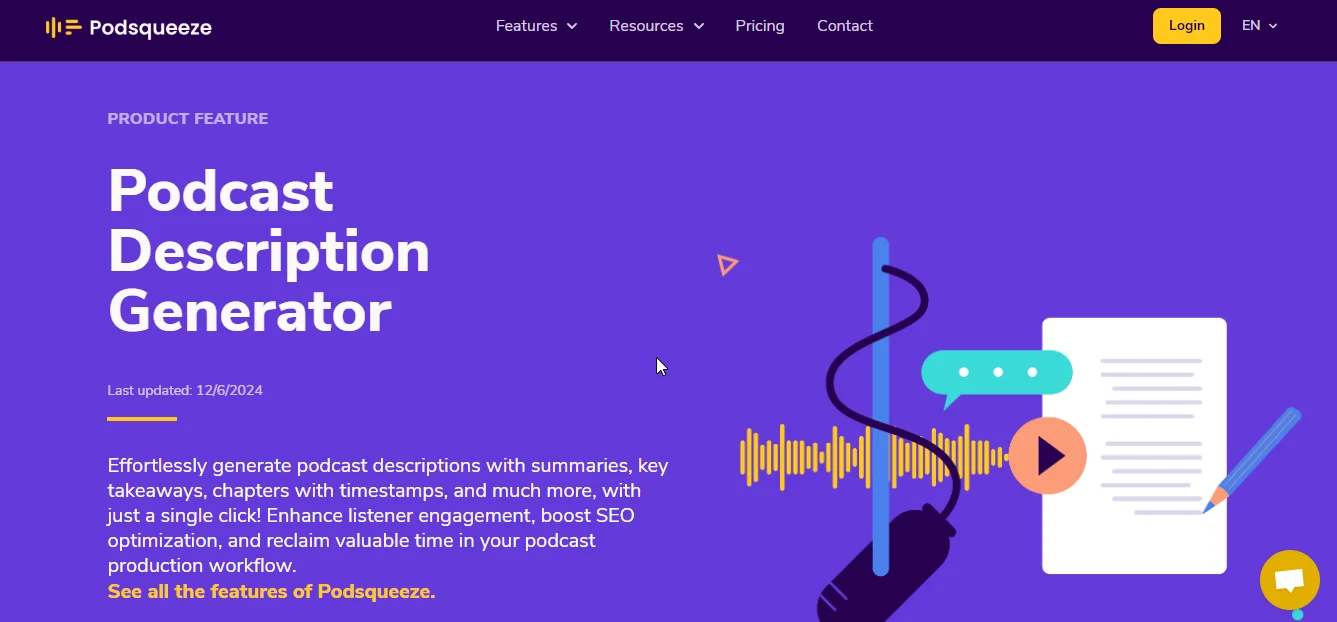 podsqueeze podcast description generator