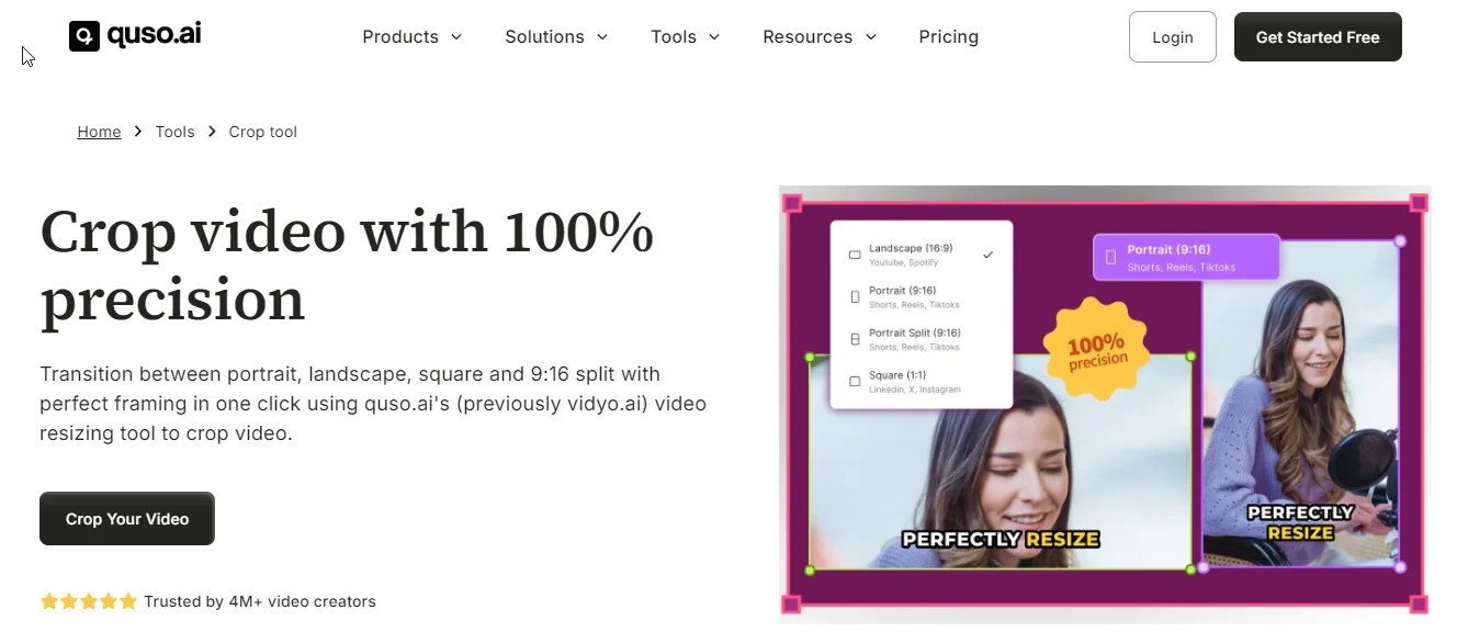 quso.ai crop video tool
