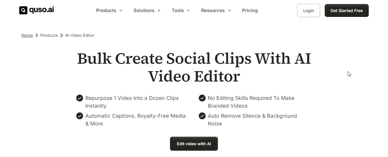 quso.ai ai video editor