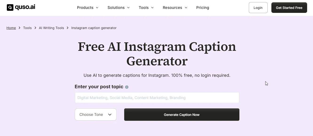 quso.ai instagram caption generator