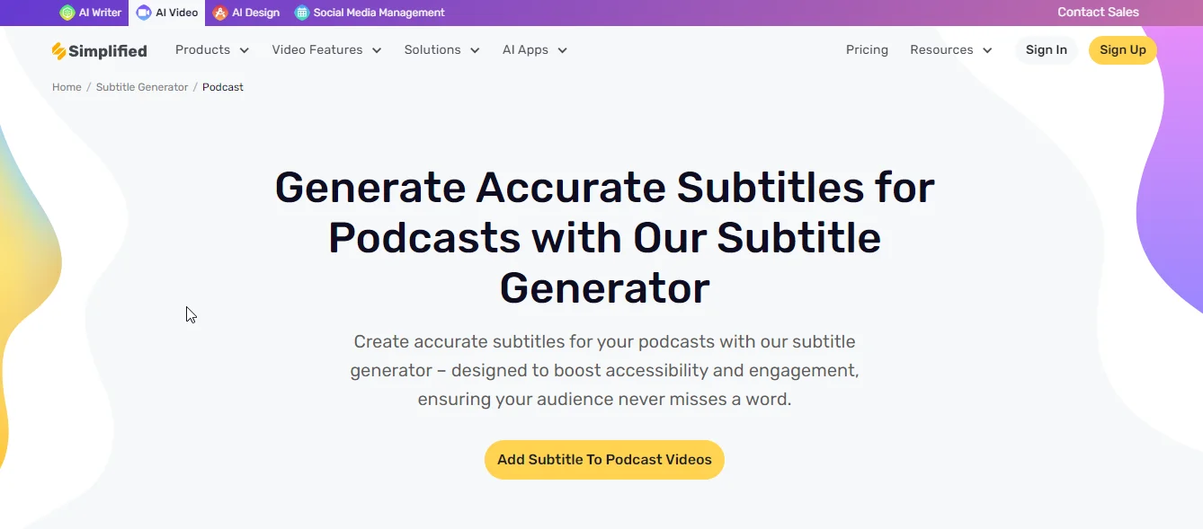 simplified podcast subtitle generator