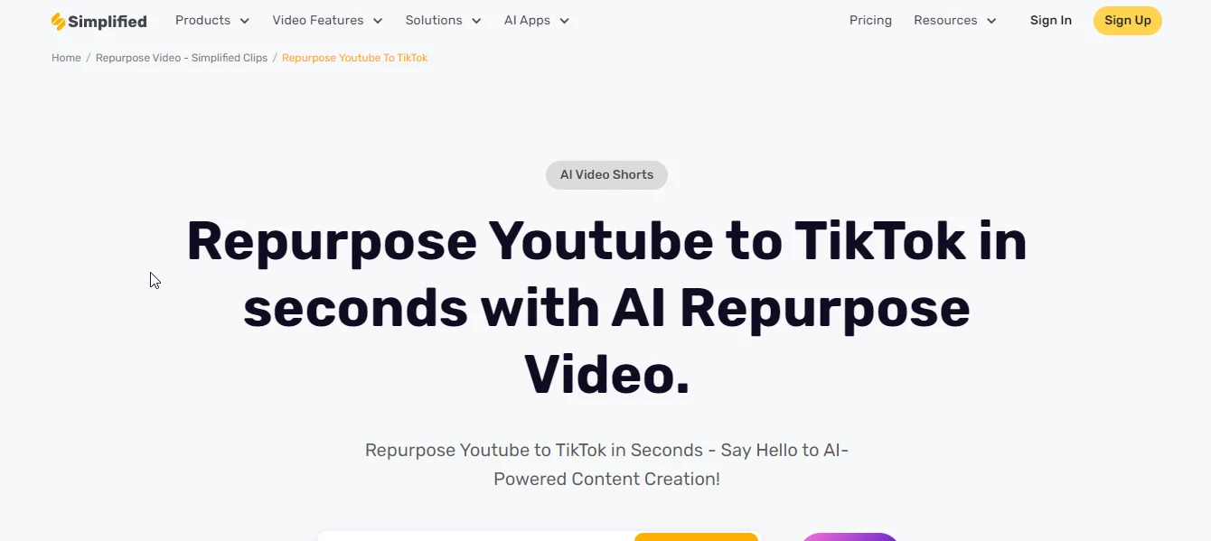 simplified youtube to tiktok maker
