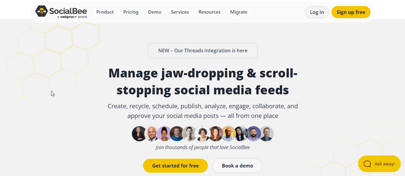 socialbee homepage