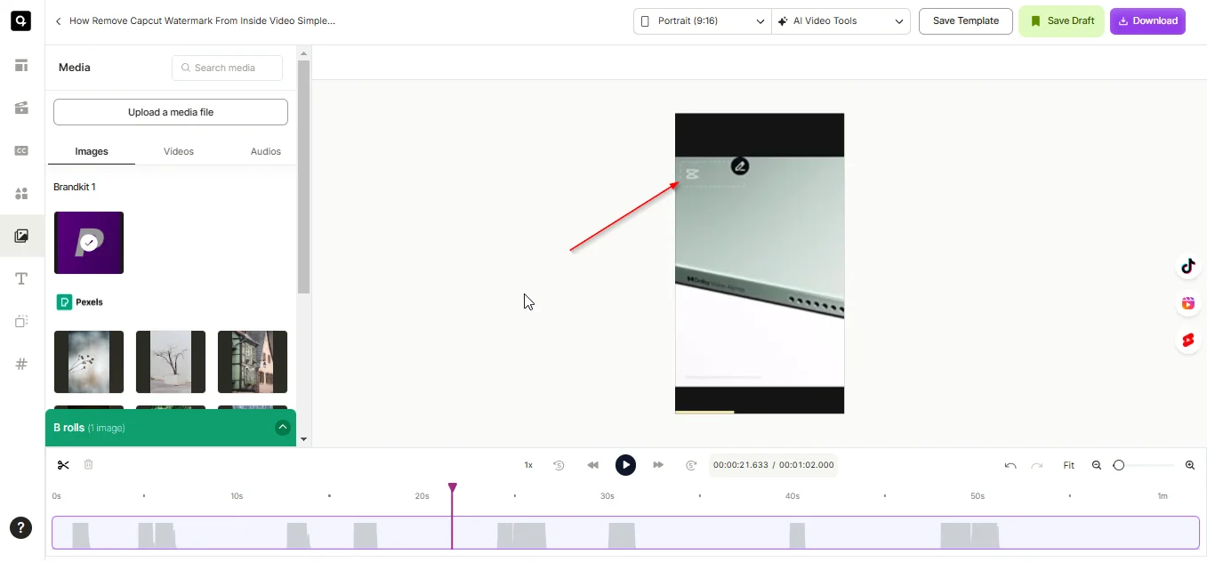 capcut in quso.ai video editor