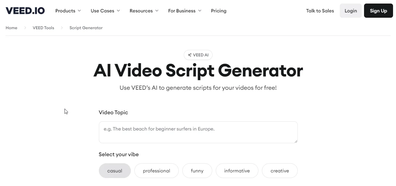 veed script generator