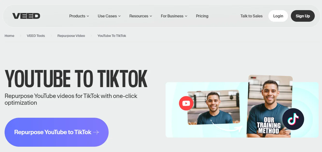 veed.io youtube to tiktok maker